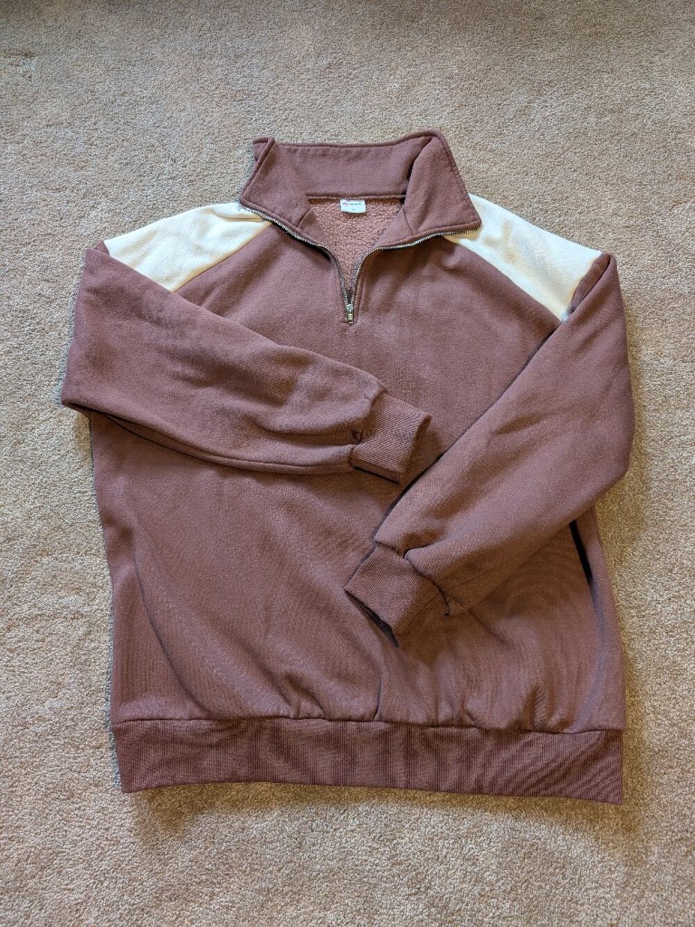 Oversized Chocolate brown quarter zip sweatshirt colorblock size medium